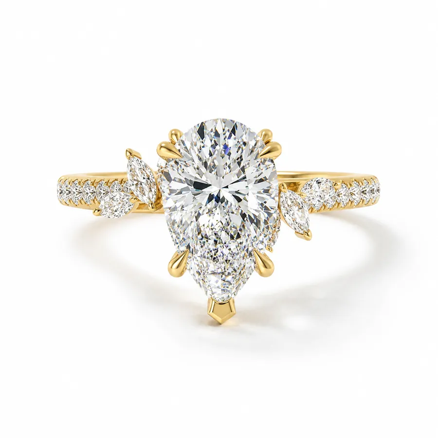 The Juniper — Pear engagement ring in yellow gold