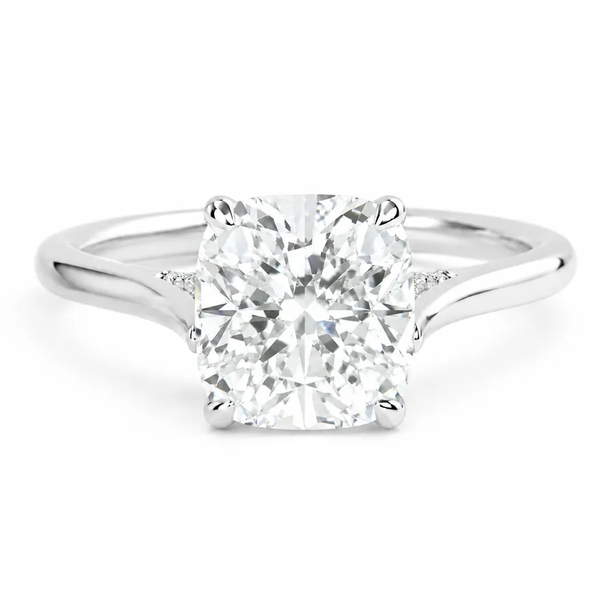The Lilian — Cushion engagement ring in white gold