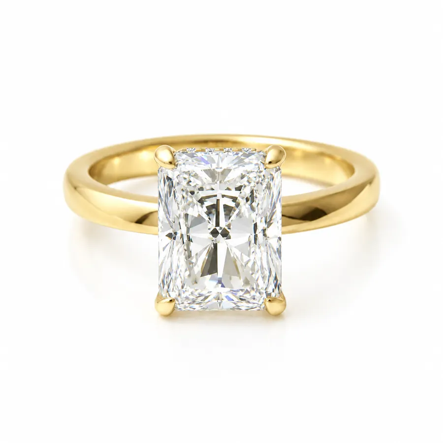 The Lumen — Radiant engagement ring in yellow gold