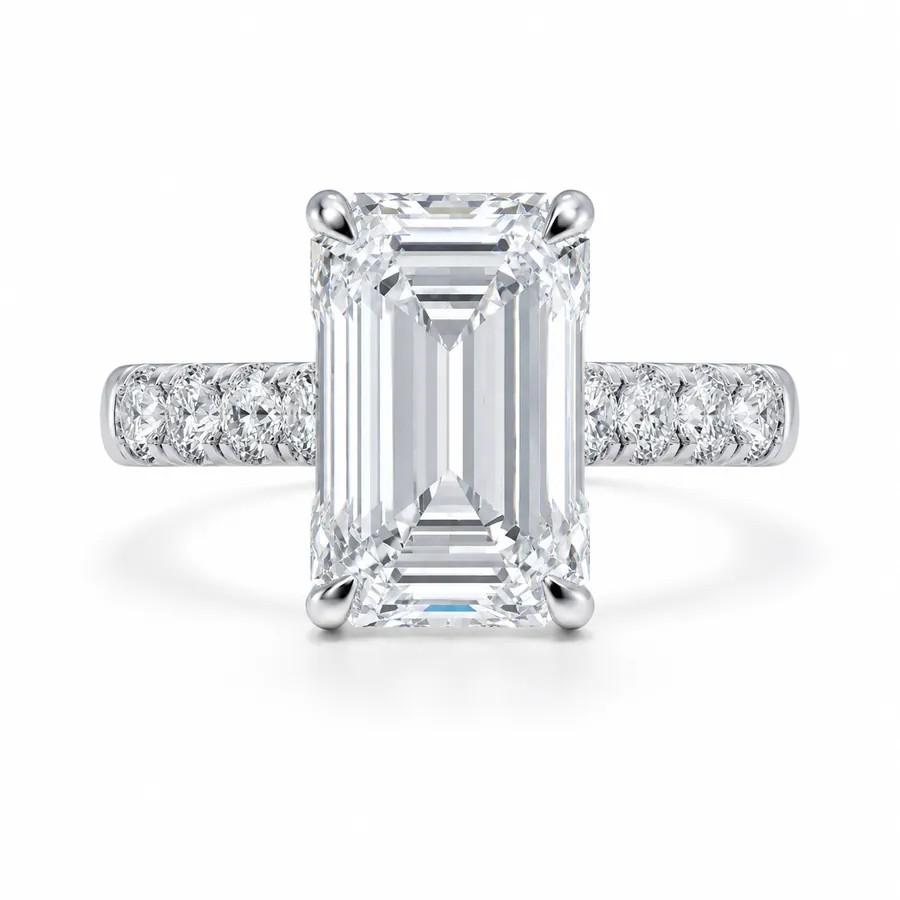 The Monarch — Emerald engagement ring in white gold