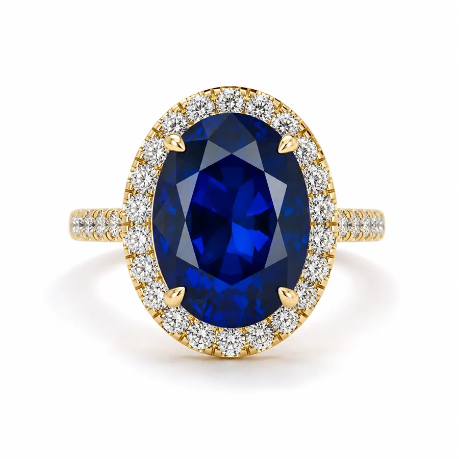 The Nocturne — Oval blue sapphire engagement ring in yellow gold