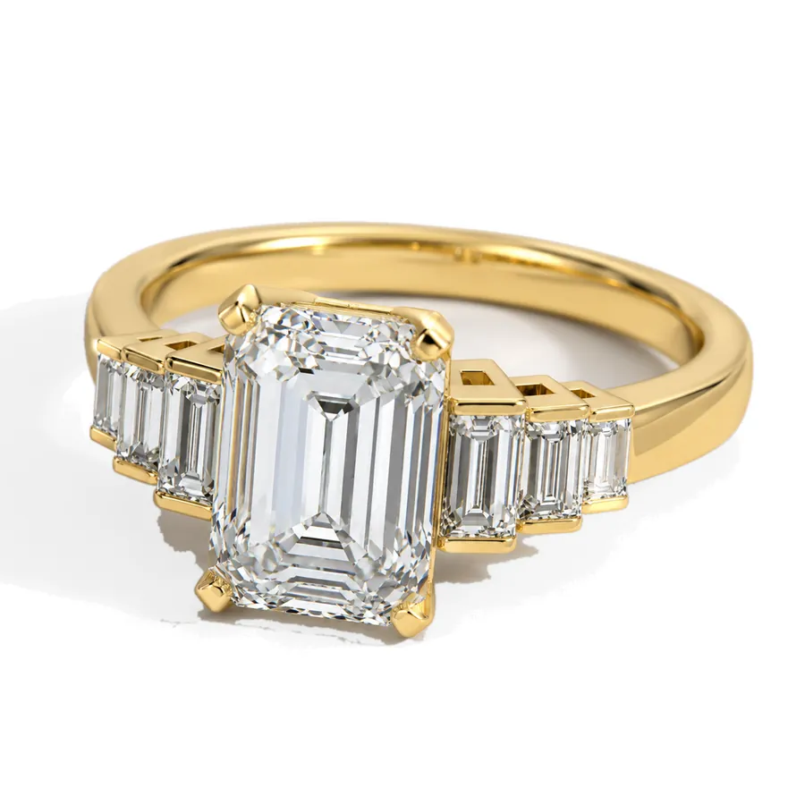 The Prism — Emerald engagement ring in yellow gold