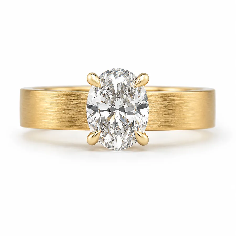 The Sahara — Oval engagement ring in brushed yellow gold