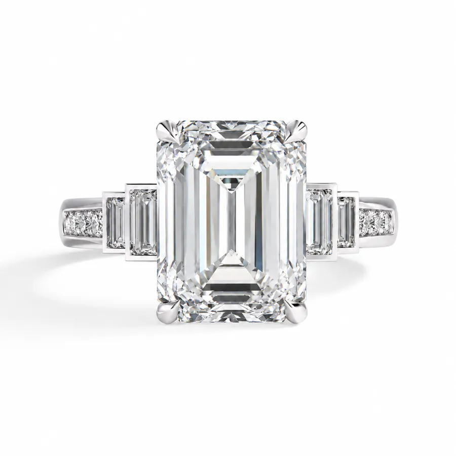 The Serene — Emerald engagement ring in white gold