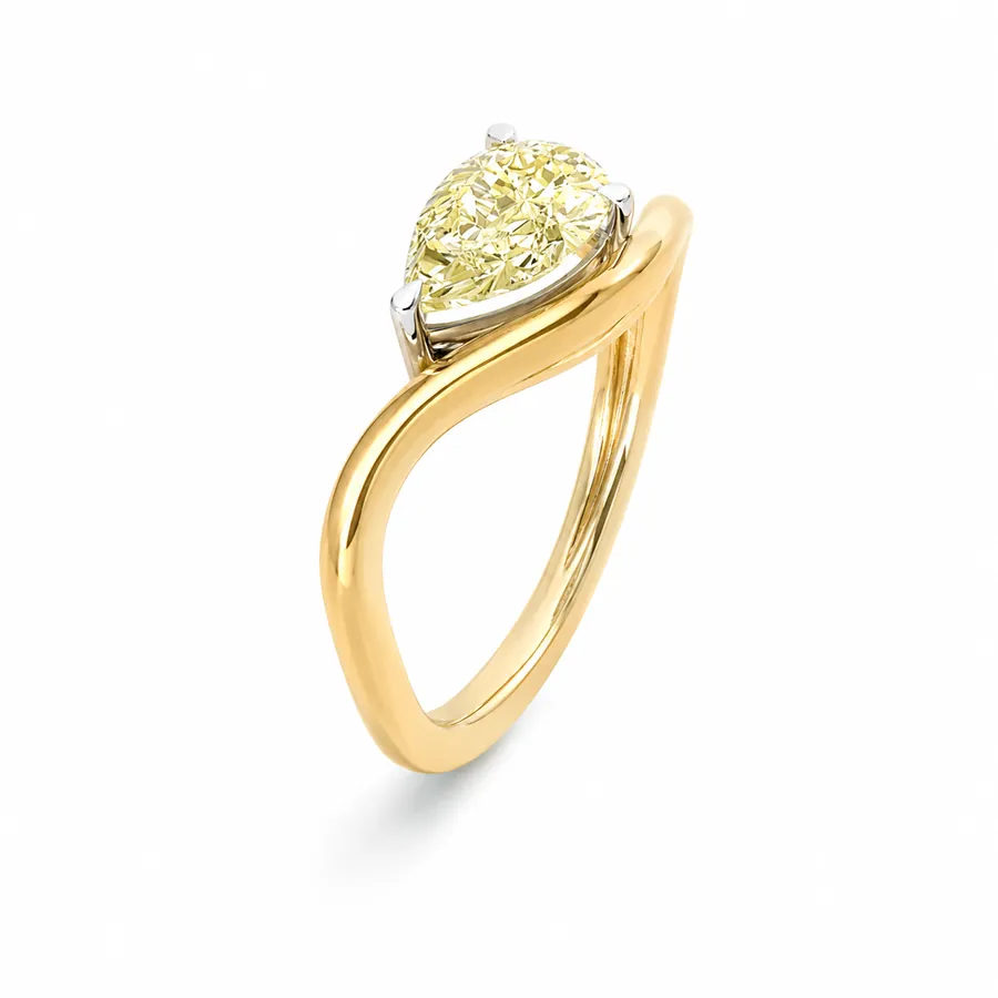 The Solstice — Pear yellow diamond engagement ring in yellow gold