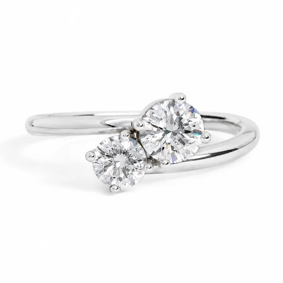 The Soulmate — Two round brilliants engagement ring in white gold