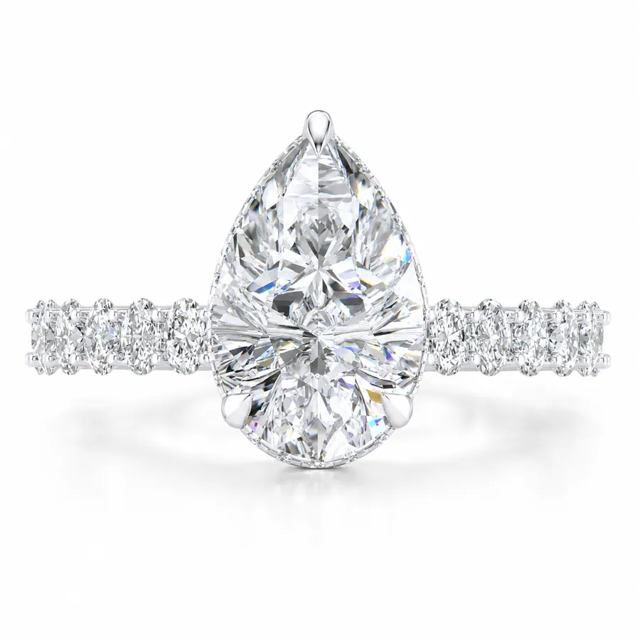 The Teardrop — Pear engagement ring in white gold