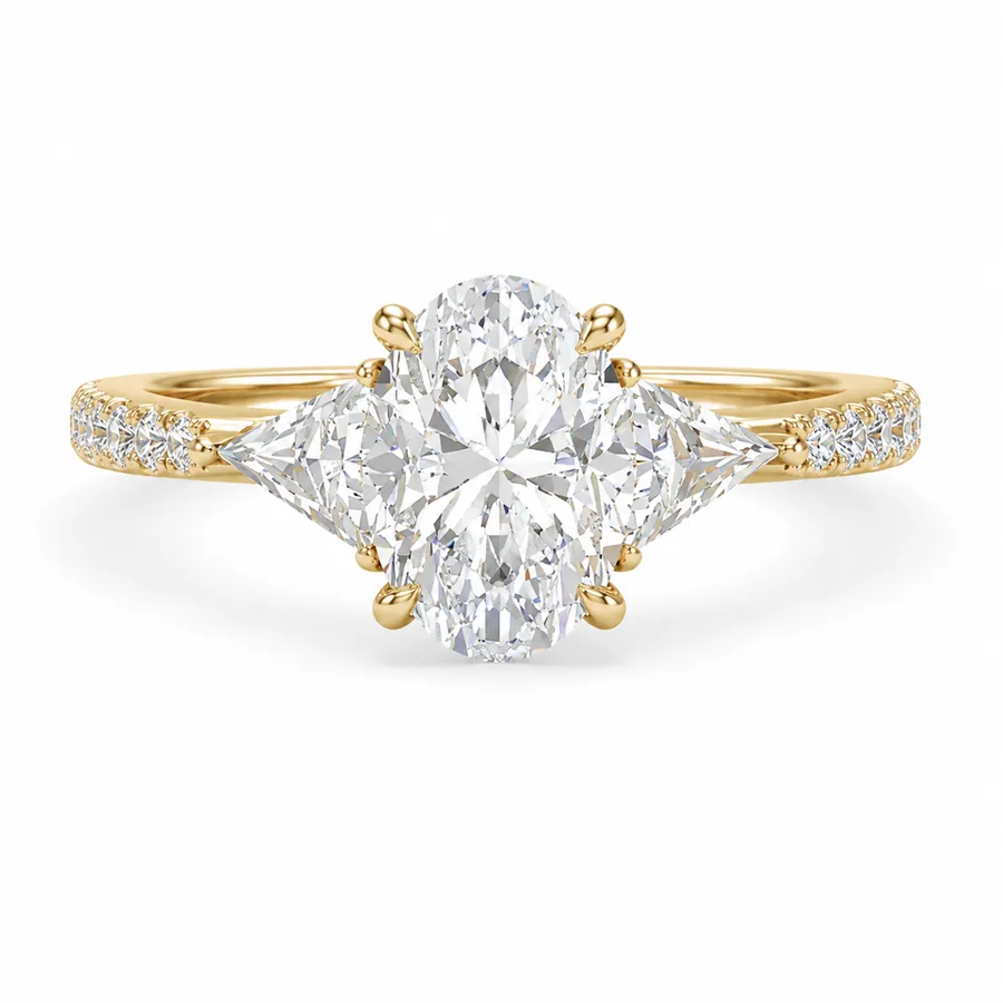 The Trinity — Oval engagement ring in yellow gold