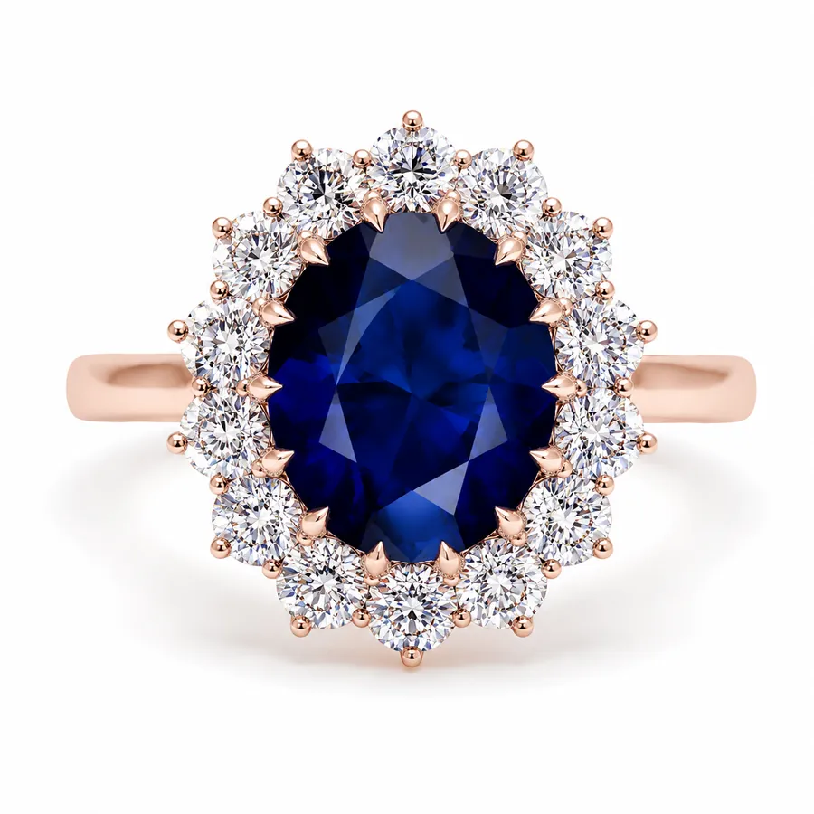 The Windsor — Oval blue sapphire engagement ring in rose gold
