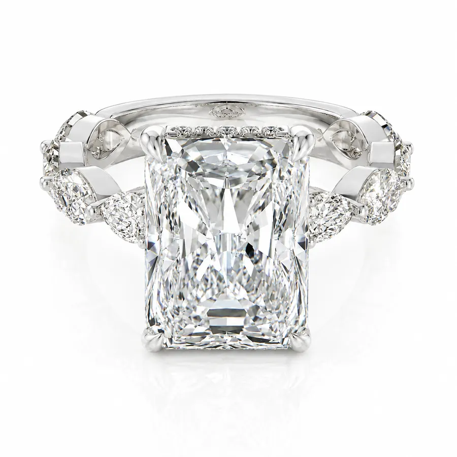 The Wisteria — Radiant engagement ring in white gold